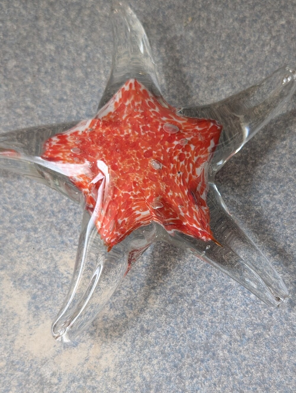 Vintage hand-blown glass starfish paperweight